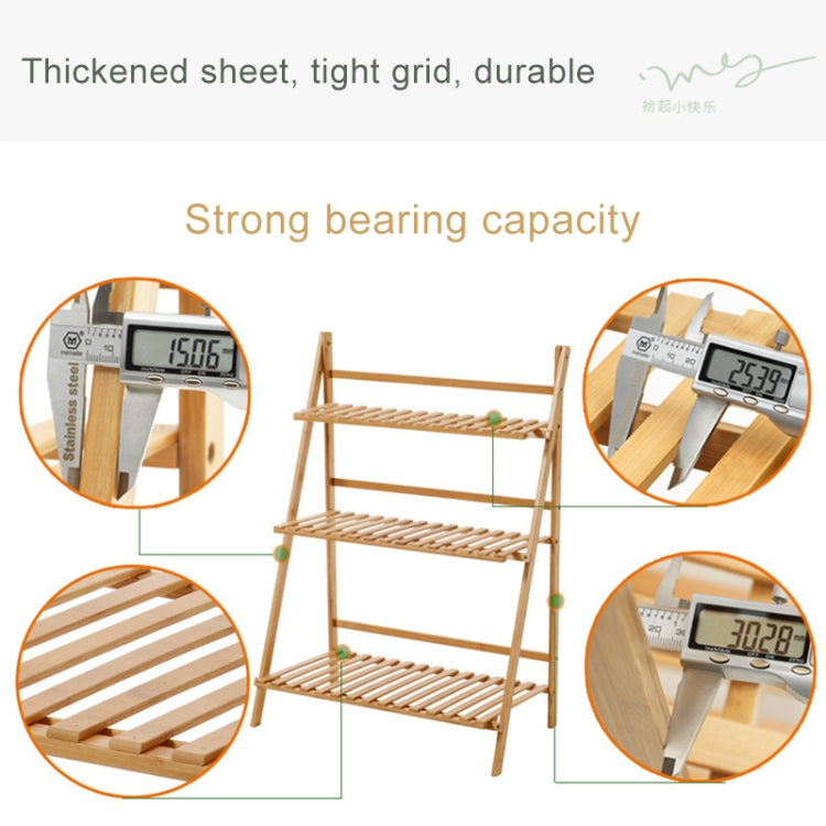Bamboo 3-Tier Hanging Plant Stand Planter Shelves Flower Pot Storage Rack Folding Display Shelving Plants Shelf, Width: 100cm, 3-Tie Width: 100cm(White), 3-Tie Width: 100cm(Apricot)