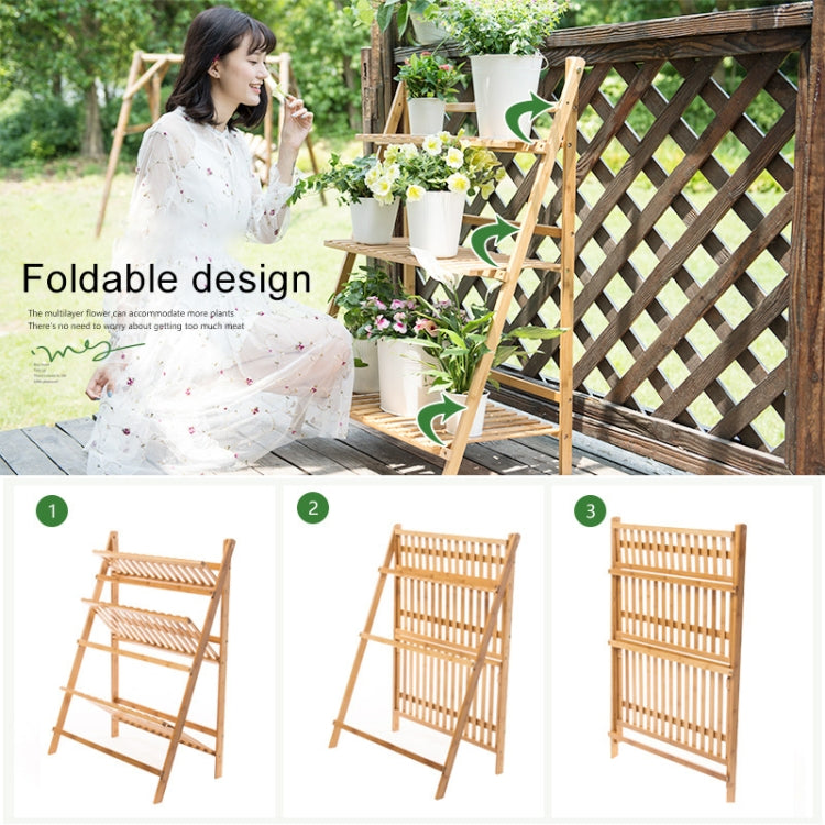 Bamboo 3-Tier Hanging Plant Stand Planter Shelves Flower Pot Storage Rack Folding Display Shelving Plants Shelf, Width: 100cm, 3-Tie Width: 100cm(White), 3-Tie Width: 100cm(Apricot)