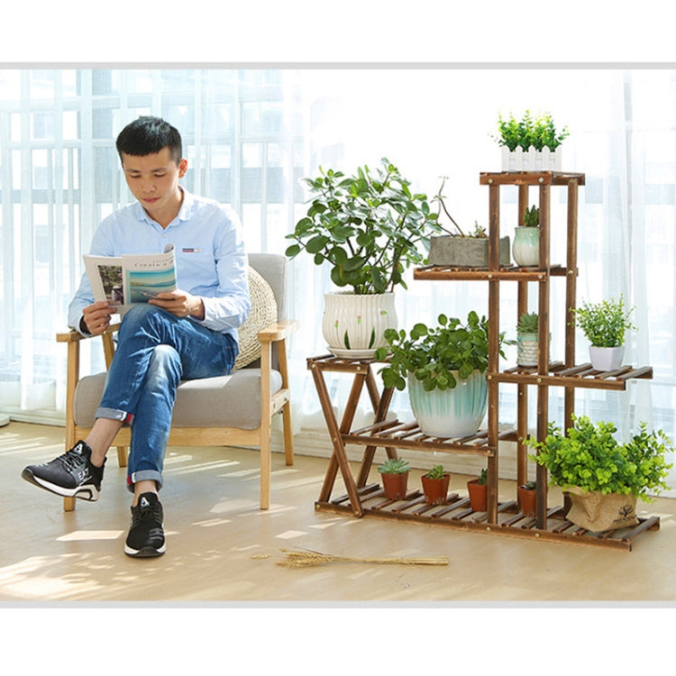 Wooden Plant Flower Display Stand Wood Pot Shelf Storage Rack, without Wheel