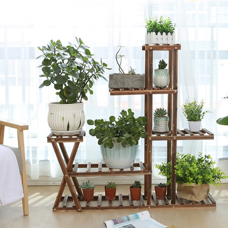 Wooden Plant Flower Display Stand Wood Pot Shelf Storage Rack, without Wheel