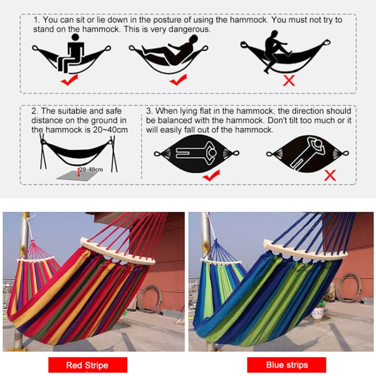 Outdoor Rollover-resistant Double Person Canvas Hammock Portable Beach Swing Bed with Wooden Sticks, Size: 190 x 150cm
