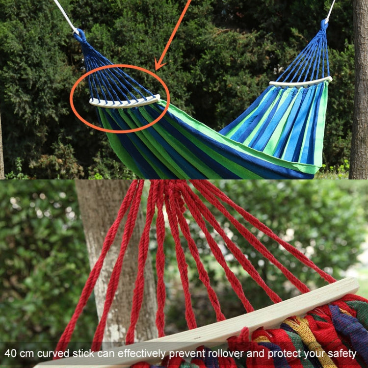Outdoor Rollover-resistant Double Person Canvas Hammock Portable Beach Swing Bed with Wooden Sticks, Size: 190 x 150cm
