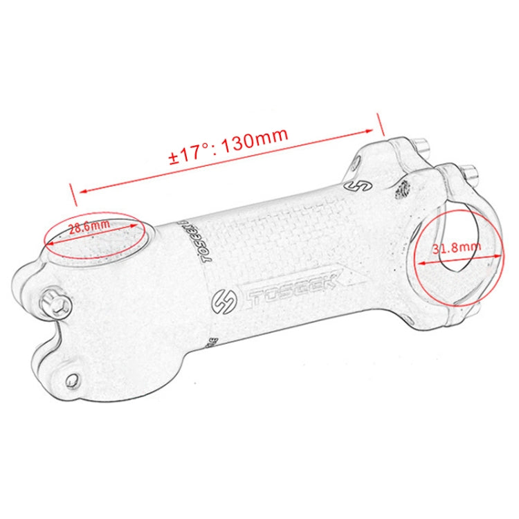 TOSEEK All Carbon Fiber 3KUD Texture Road Mountain Bike Ultra-light Handlebar Stem Riser Faucet, Size: 17 Degree, 130mm (Matte)