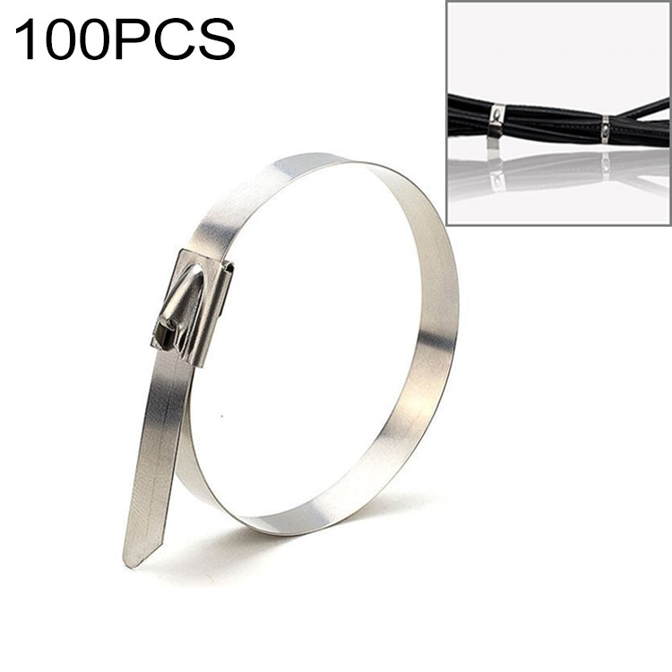 100 PCS 4.6x250mm Stainless Steel Metal Cable Ties Tie Zip Wrap Exhaust Heat Straps Induction Pipe, 4.6x250mm
