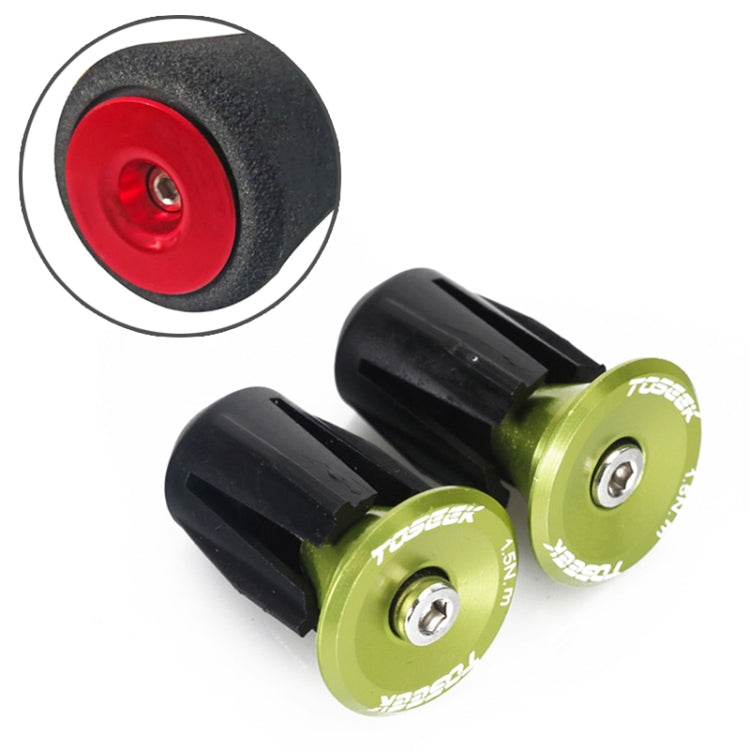 TOSEEK 1 Pair Mountain Bike Handlebar Grips Caps End Plug Aluminum Alloy Bicycle Bar Ends Plug