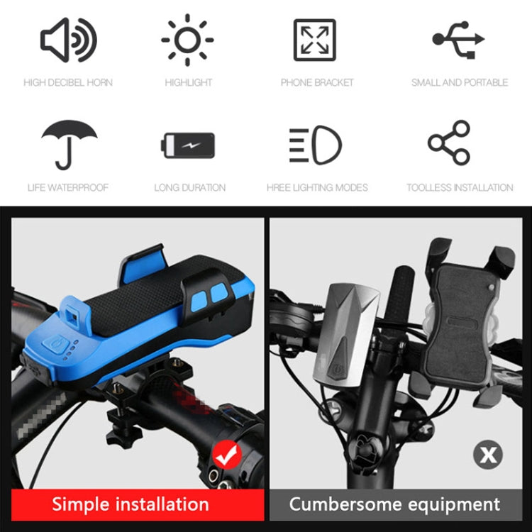 Multifunction 4 in 1 Phone Holder Bicycle Bell Cycling Lamp Flashlight