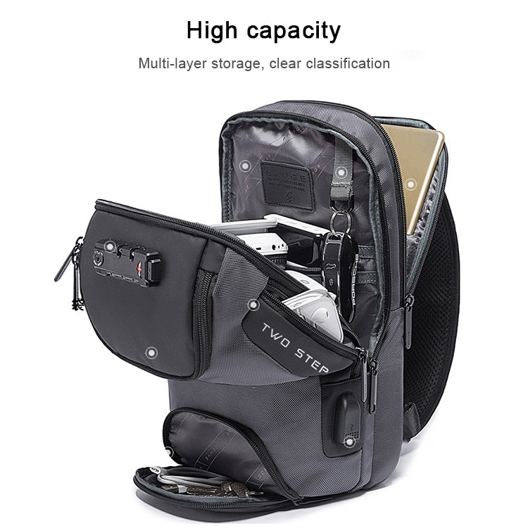 BANGE Men Security USB Chest Bag Portable Outdoor Shoulder Bag, Outdoor Shoulder Bag