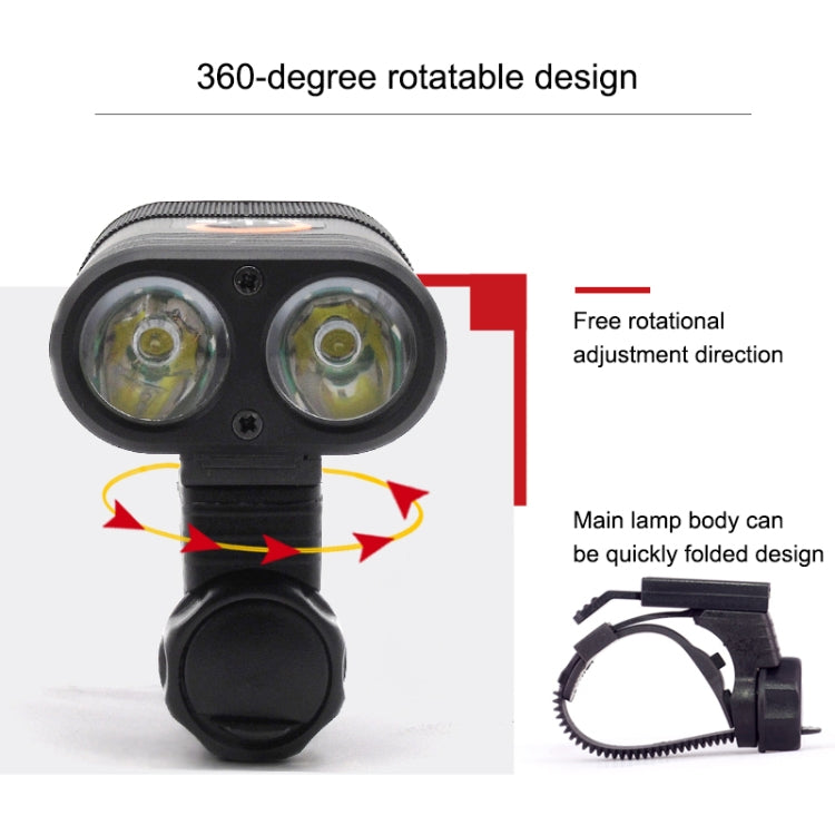 Y12 Bike LED Headlight Front Lamp 2 x XPE LEDs 350LM USB Charging Bicycle Headlight with 5 Modes