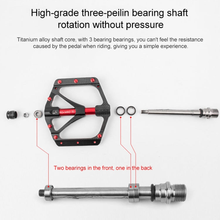 PROMEND PD-M82-TI 1 Pair Mountain Bicycle Titanium Alloy Shaft 3-Bearings Wide Pedals