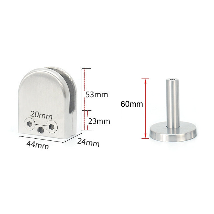 304 Stainless Steel Glass Fish Mouth Support Rod Fixing Clip with 14x60mm Rod, Specification: M, M, with 14x60mm Rod