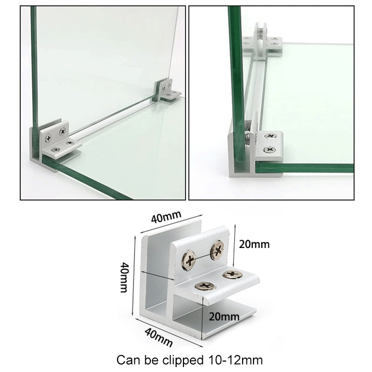 5 PCS Aluminum Alloy Glass Combination Clamp Cabinet Partition Fixing Clip, 90 degrees Cliped 10-12mm, 90 degrees Cliped 10-12mm