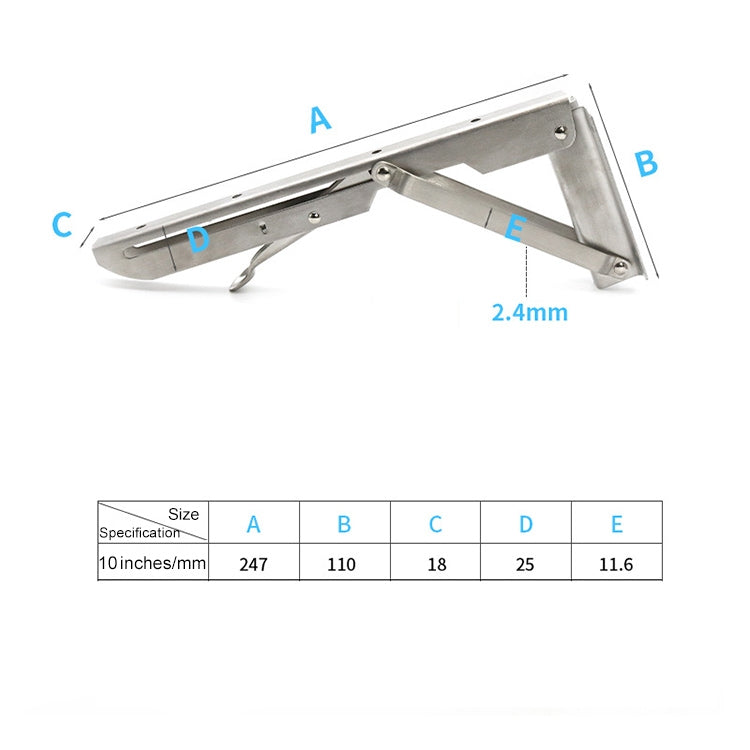 2 PCS 10 inch K Type Wall-mounted Foldable Stainless Steel Spring Storage Shelf for Dining Table, 10 inch