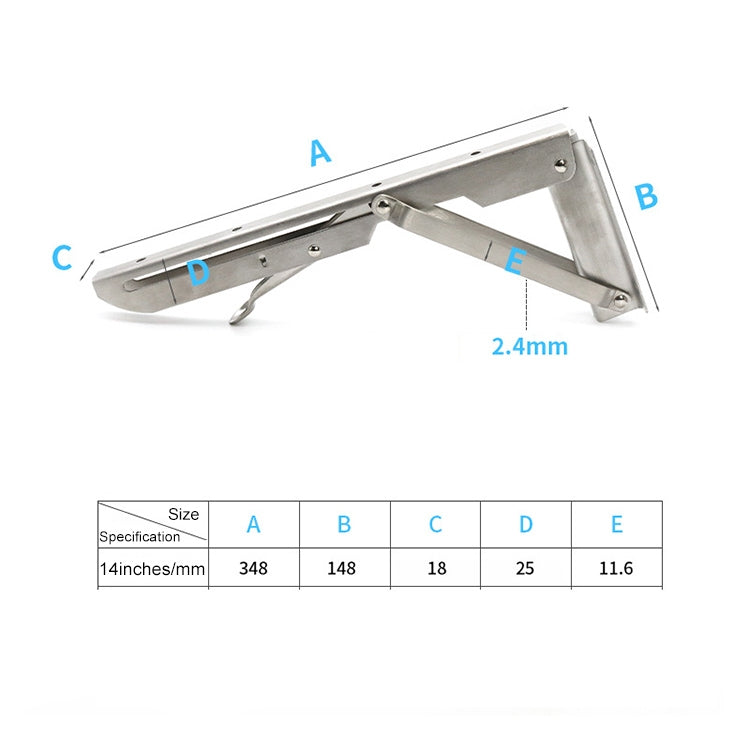 14 inch K Type Wall-mounted Foldable Stainless Steel Spring Storage Shelf for Dining Table, 14 inch