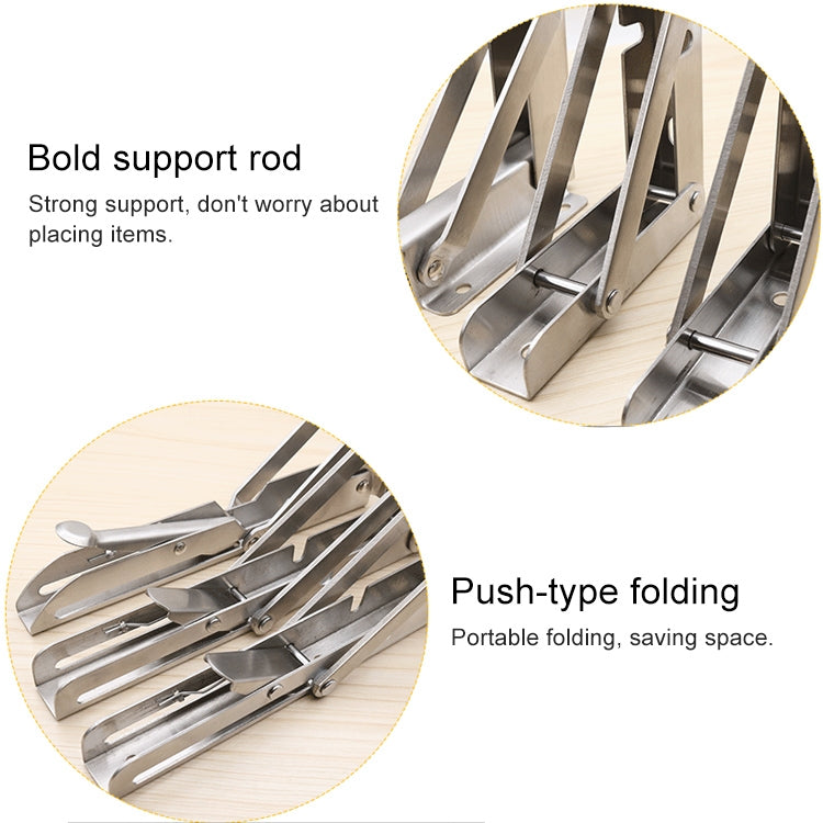 14 inch K Type Wall-mounted Foldable Stainless Steel Spring Storage Shelf for Dining Table, 14 inch