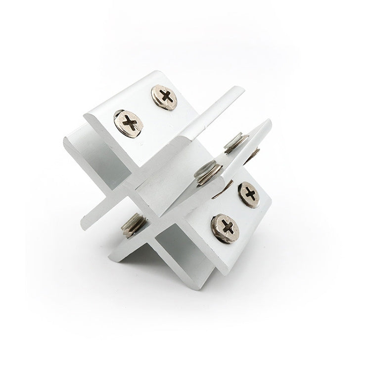Cross-type Aluminum Alloy Glass Combination Clamp Cabinet Partition Fixing Clip, Cliped 10-12mm, Cross-type Cliped 10-12mm