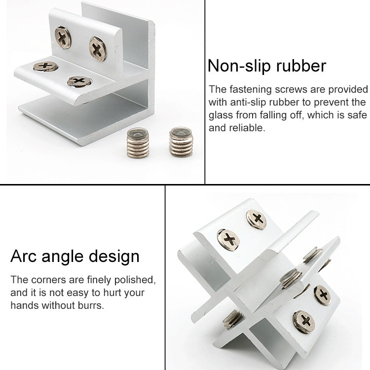 10 PCS F-type Aluminum Alloy Glass Combination Clamp Cabinet Partition Fixing Clip, Size: S, Cliped 5-10mm, F-type, S, Cliped 5-10mm