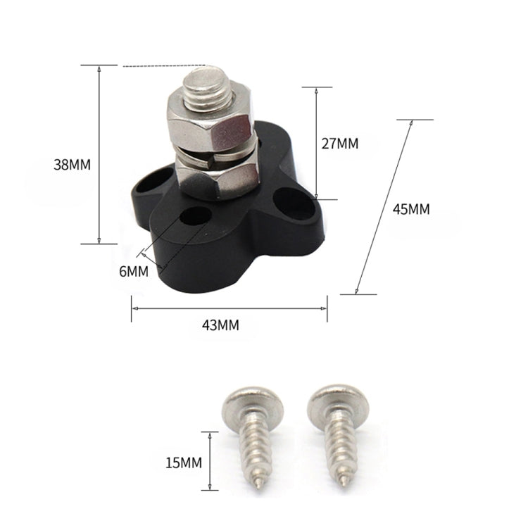 Single Heavy-Duty Terminal Studs Black M10 Bus Bar for Car / RV / Boat, M10 Black