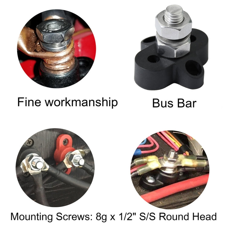 Single Heavy-Duty Terminal Studs Black M10 Bus Bar for Car / RV / Boat, M10 Black
