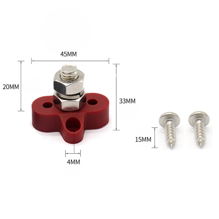 Single Heavy-Duty Terminal Studs Red M10 Bus Bar for Car / RV / Boat, M10 Red
