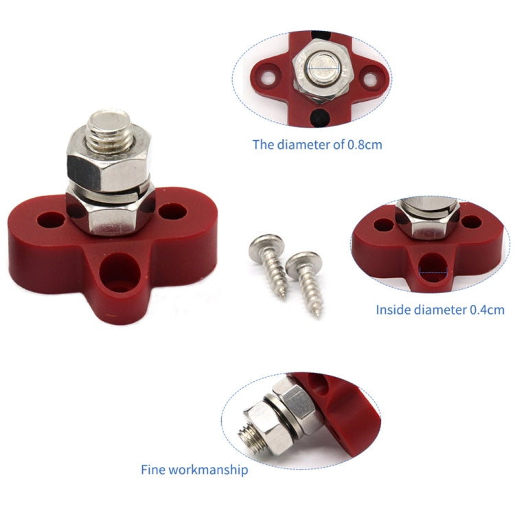 Single Heavy-Duty Terminal Studs Red M10 Bus Bar for Car / RV / Boat, M10 Red