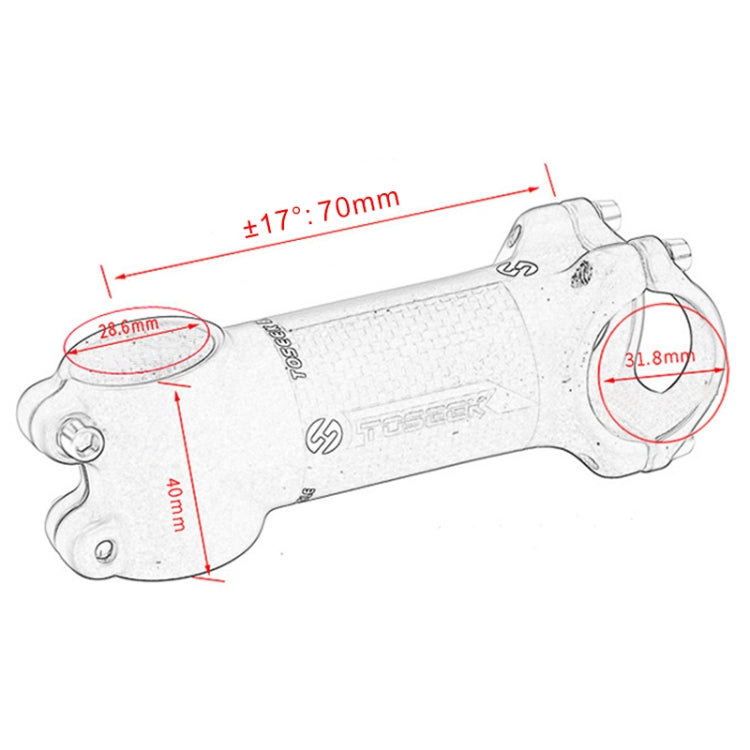 TOSEEK Road Mountain Bike Ultra-light Handlebar Stem Riser Faucet, Size: 17 Degree, 70mm (Gloss)