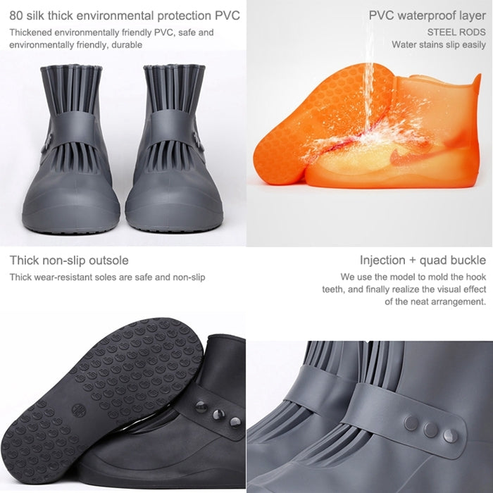 Fashion Integrated PVC Waterproof Non-slip Shoe Cover with Thickened Soles Size: 32-33, Size: 32-33