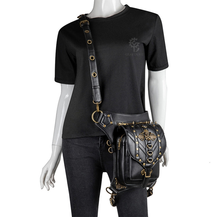FHG131BK Skull Head Decoration Multi-function PU Leather One-shoulder Crossbody Bag Waist Bag for Ladies, 21 x 16cm