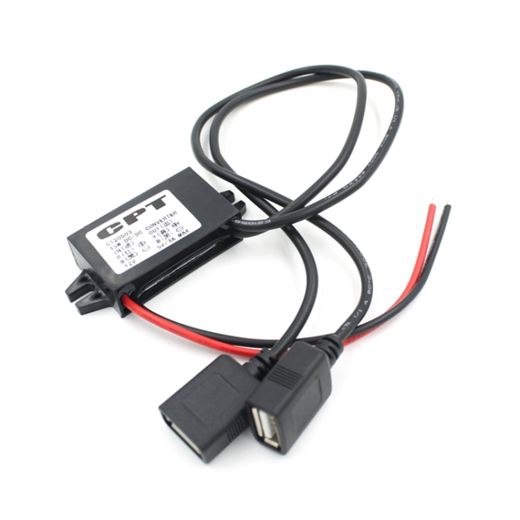 Car Motorcycle Dual USB Car Charger DC 12V To 5V 3A Power Adapter with for Car GPS Tracker DVR, Length: 1m, Car Dual USB Power Adapter