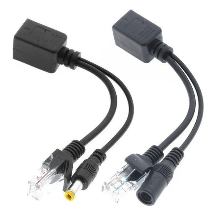 مجموعة كابلات حاقن وموزع POE 2 في 1 RJ45 مع مقبس تيار مستمر 2.1 × 5.5 مم أنثى وذكر، 2.1 × 5.5 مم أنثى