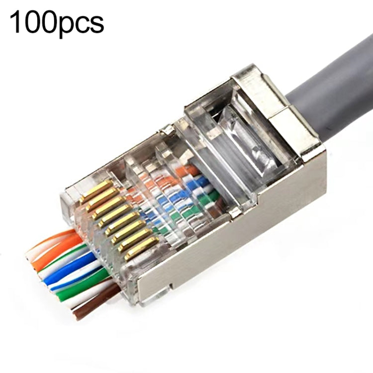 100 قطعة من موصلات RJ45 Cat5e المحمية والمرورية، قابس معياري، Cat5e المحمية والمرورية