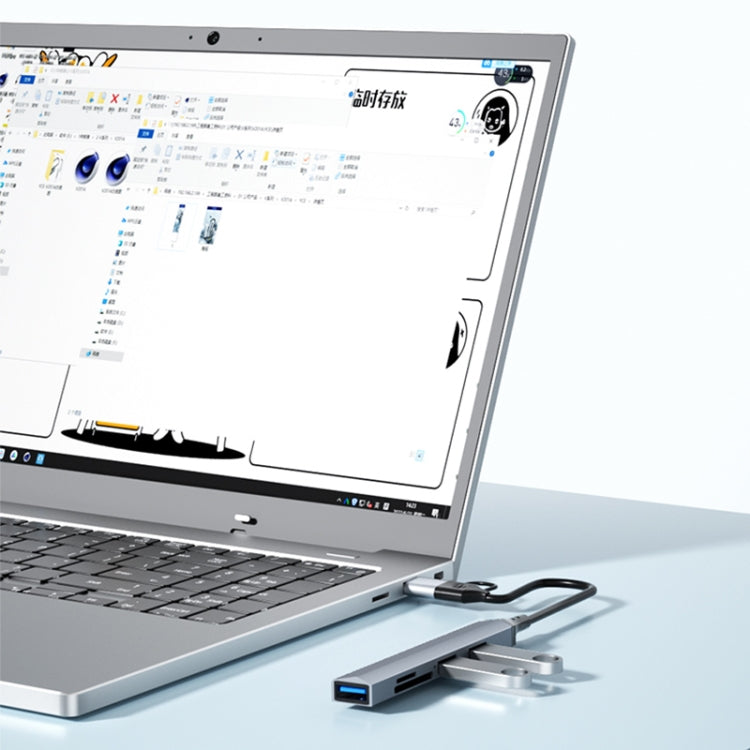 V253B 5 in 1 USB + USB-C/Type-C to USB Multifunctional Docking Station HUB Adapter, V253B