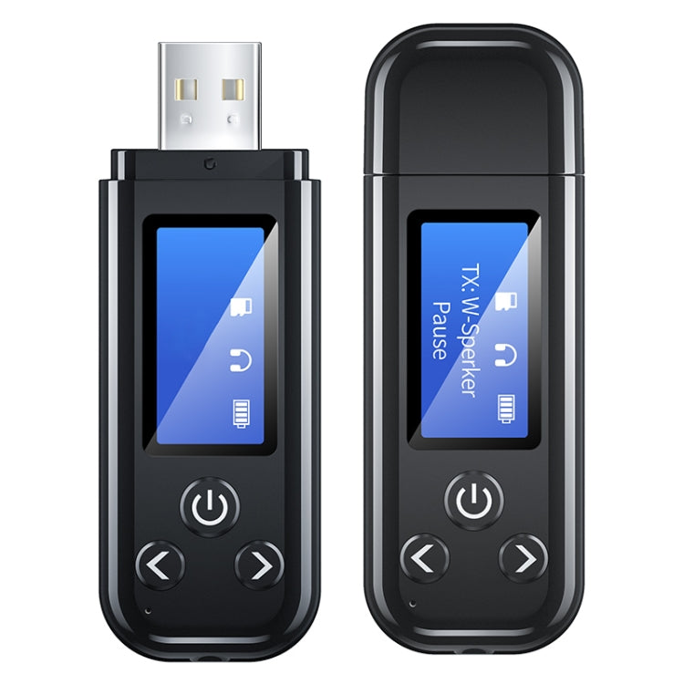 K15-Pro 2 in 1 USB Car Bluetooth 5.0 Audio Adapter Transmitter Receiver with LCD Screen, K15-Pro 2 in 1