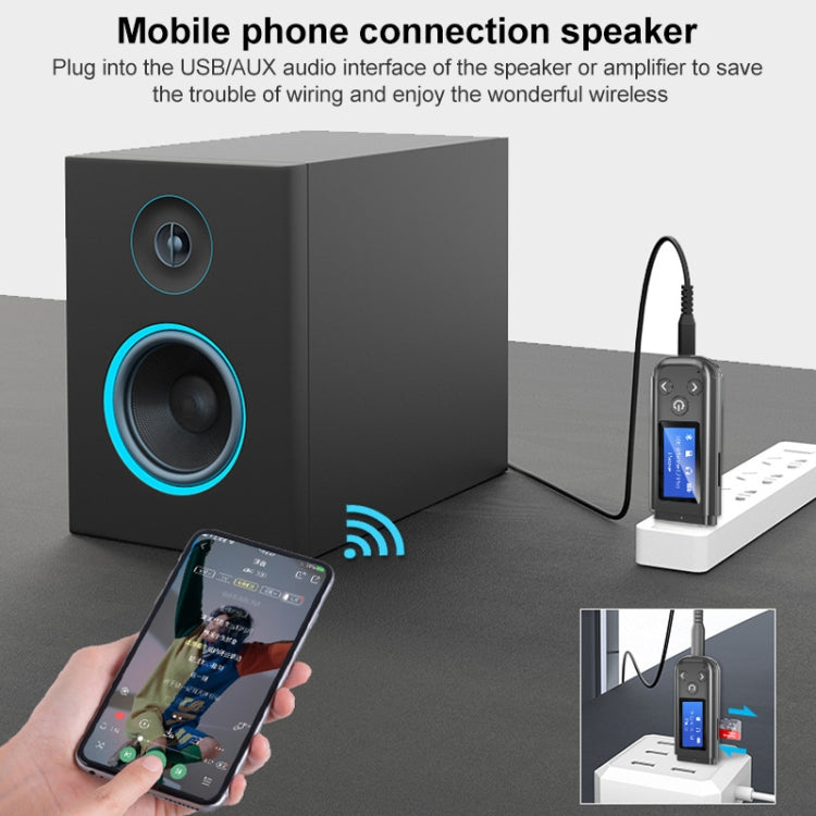 K15-Pro 2 in 1 USB Car Bluetooth 5.0 Audio Adapter Transmitter Receiver with LCD Screen, K15-Pro 2 in 1