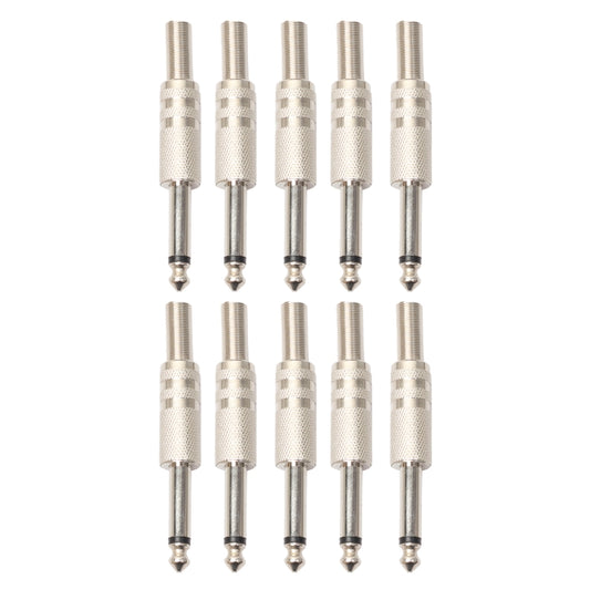 10 PCS 2 Pin 6.5mm Plug Zinc Alloy Welded Type Audio Connector 6.35 Audio Plug, 10 PCS