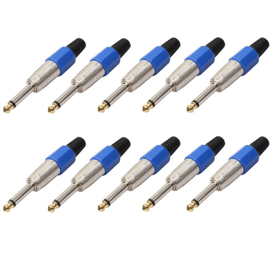 10 PCS 6.35 Gold-plating Mono Microphone Audio Plug, 10 PCS
