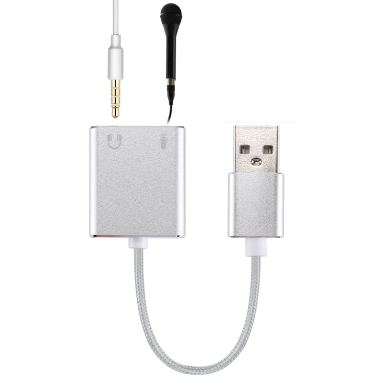 بطاقة صوت خارجية USB افتراضية 7.1 قناة مع غلاف من سبائك الألومنيوم مع كابل 13 سم لأجهزة الكمبيوتر المحمولة، USB