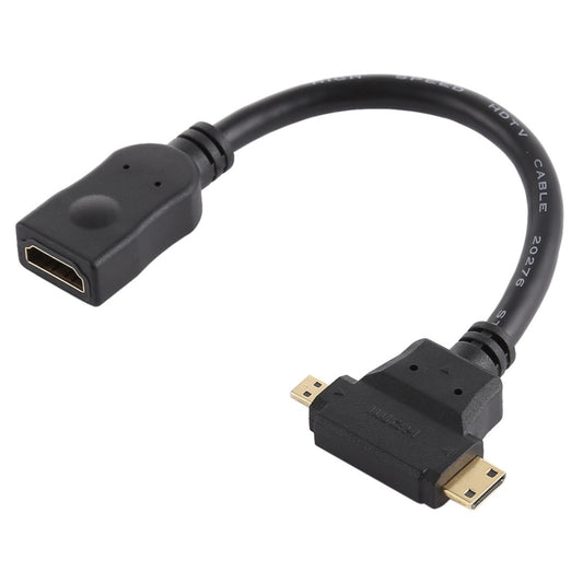 كابل HDMI أنثى إلى Mini HDMI + Micro HDMI على شكل حرف T، Micro HDMI