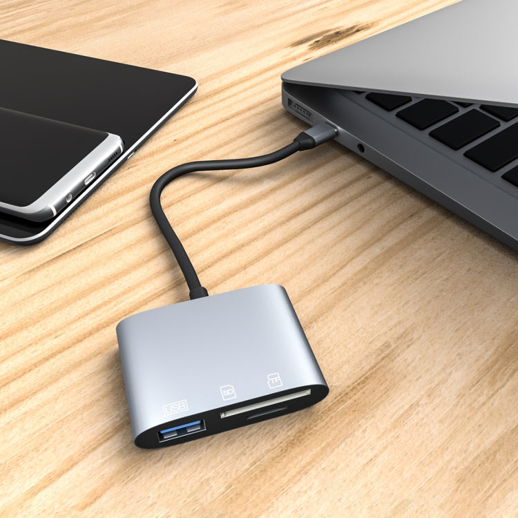 NK-3041 3 في 1 USB-C / Type-C ذكر إلى USB أنثى + محول OTG لفتحات بطاقات SD / TF وقارئ بطاقات SD / TF، NK-3041