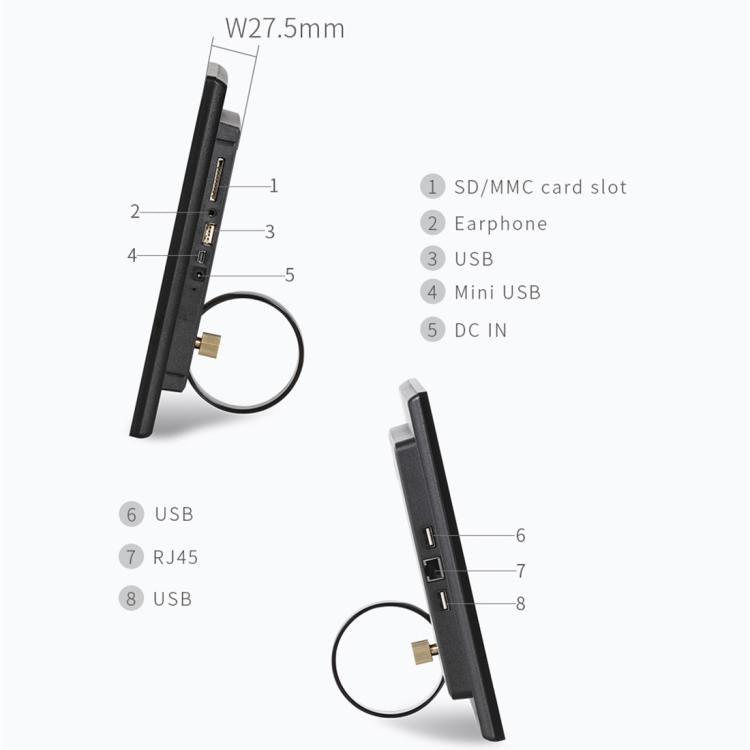 جهاز كمبيوتر الكل في واحد HSD-P538 بشاشة لمس IPS مقاس 14 بوصة مع حامل، 4 جيجابايت + 32 جيجابايت، نظام تشغيل أندرويد 14 RK3576S ثماني النواة، 14 بوصة 4 جيجابايت + 32 جيجابايت