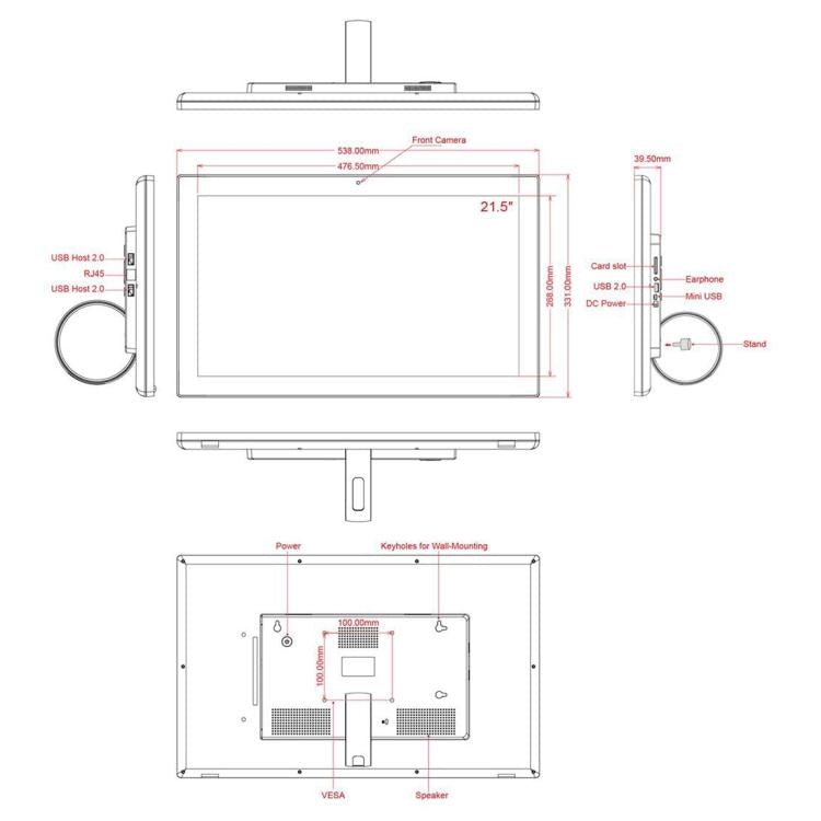 HSD2151 21.5 inch LCD Display Digital Photo Frame, RK3576S Octa Core, Android 14, 4GB+32GB