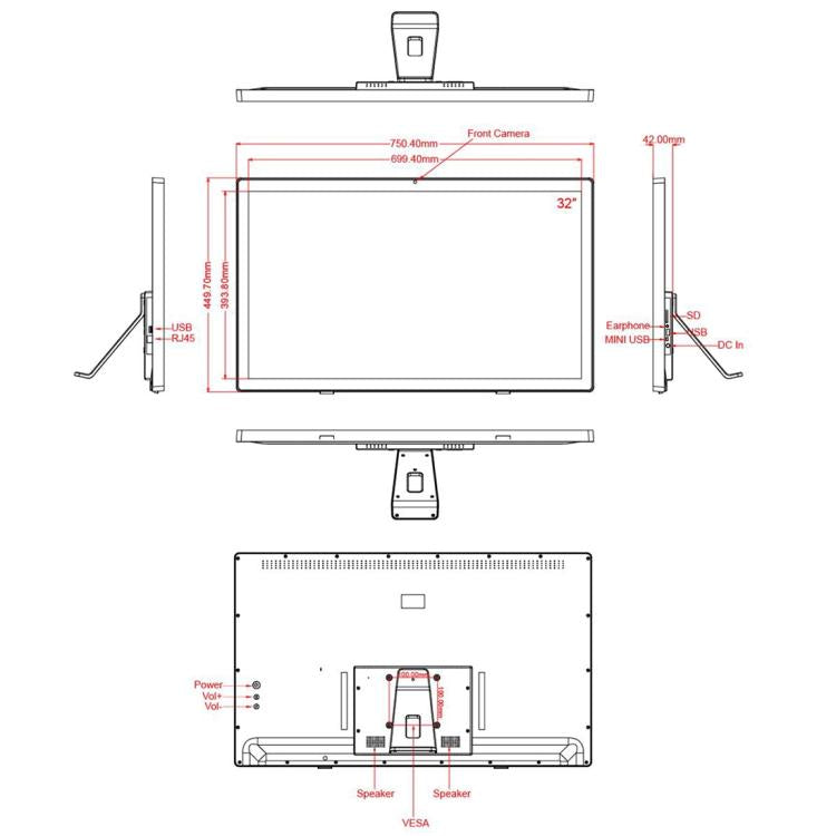 HSD3201 32 inch LCD Display Digital Photo Frame, 4GB+32GB, RK3576S Octa Core, Android 14