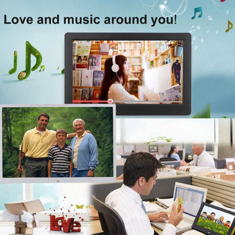HSD1504 15.4 inch LED 1280x800 High Resolution Display Digital Photo Frame with Holder and Remote Control, Support SD / MMC / MS Card / USB Port, EU Plug(Gold), HSD1504 15.4 inch