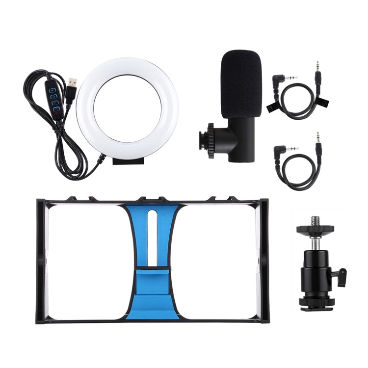 PULUZ 3 in 1 Vlogging Live Broadcast Smartphone Video Rig + Microphone + 4.7 inch 12cm Ring LED Selfie Light Kits with Cold Shoe Tripod Head for iPhone, Galaxy, Huawei, Xiaomi, HTC, LG, Google, and Other Smartphones