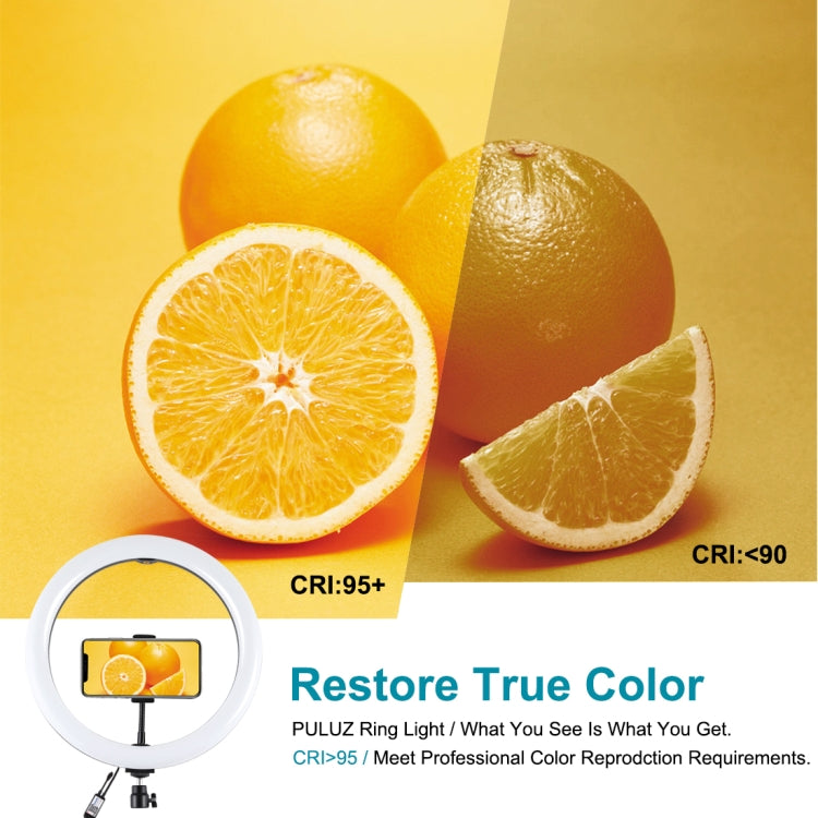PULUZ 11.8 inch 30cm RGBW Light + 1.1m Tripod Mount Curved Surface Dimmable LED Dual Color Temperature LED Ring Selfie Vlogging Video Light Live Broadcast Kits with Cold Shoe Tripod Ball Head & Phone Clamp & Remote Control