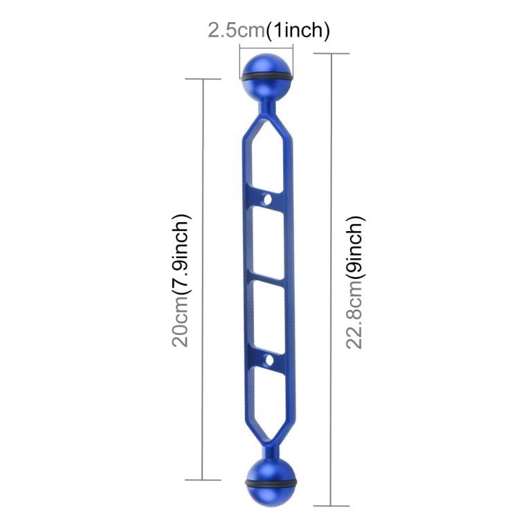 PULUZ 9.0 inch 22.8cm Aluminum Alloy Dual Balls Arm, Ball Diameter: 25mm