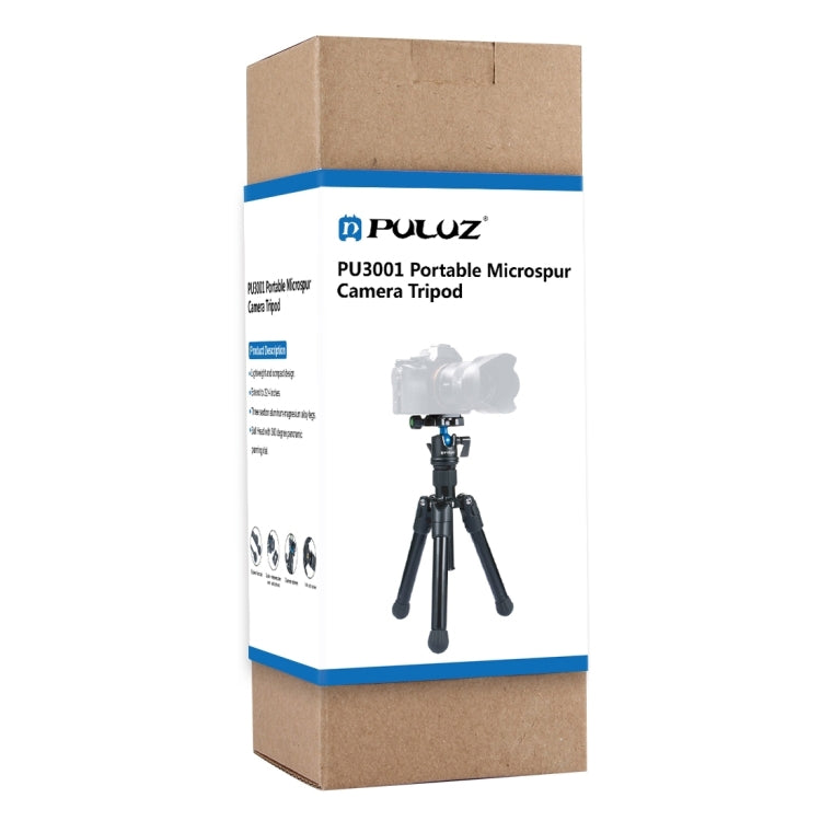 PULUZ Pocket Mini Microspur Photos Magnesium Alloy Tripod Mount with 360 Degree Ball Head for DSLR & Digital Camera, Adjustable Height: 24.5-57cm, Load Max: 3kg