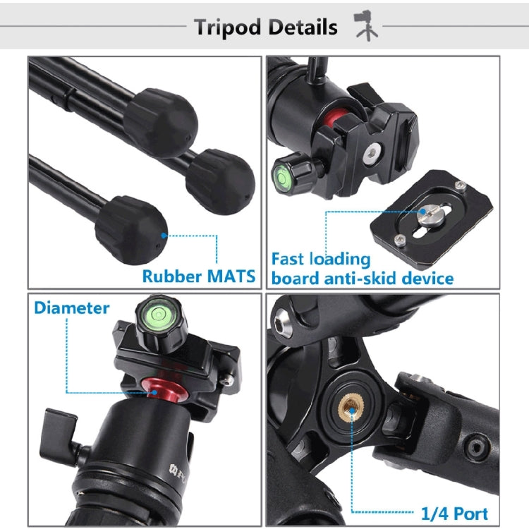 PULUZ Pocket Mini Microspur Photos Magnesium Alloy Tripod Mount with 360 Degree Ball Head for DSLR & Digital Camera, Adjustable Height: 24.5-57cm, Load Max: 3kg