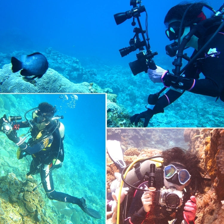 PULUZ Dual Handle Aluminium Tray Stabilizer with Dual Ball Aluminum Alloy Clamp for Underwater Camera Housings