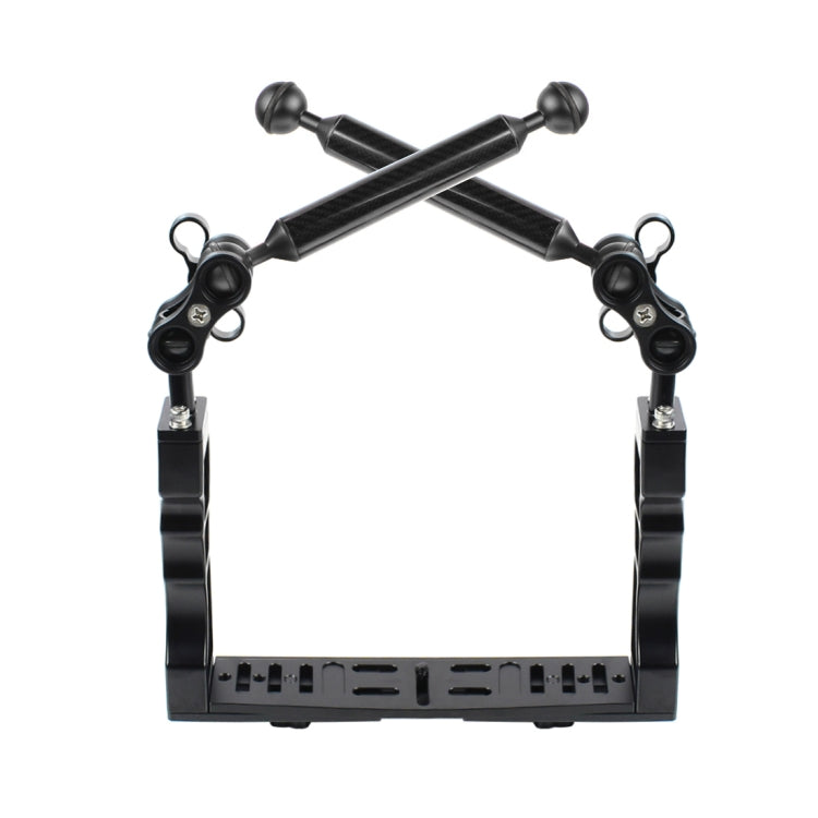 PULUZ Dual Handle Aluminium Tray Stabilizer with 2 x Dual Ball Aluminum Alloy Clamp & 2 x 7 inch Floating Arm for Underwater Camera Housings
