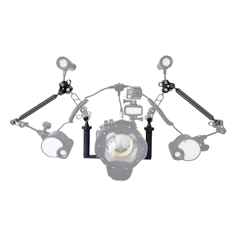 PULUZ Dual Handle Aluminium Tray Stabilizer with 2 x Dual Ball Aluminum Alloy Clamp & 2 x 7 inch Floating Arm for Underwater Camera Housings